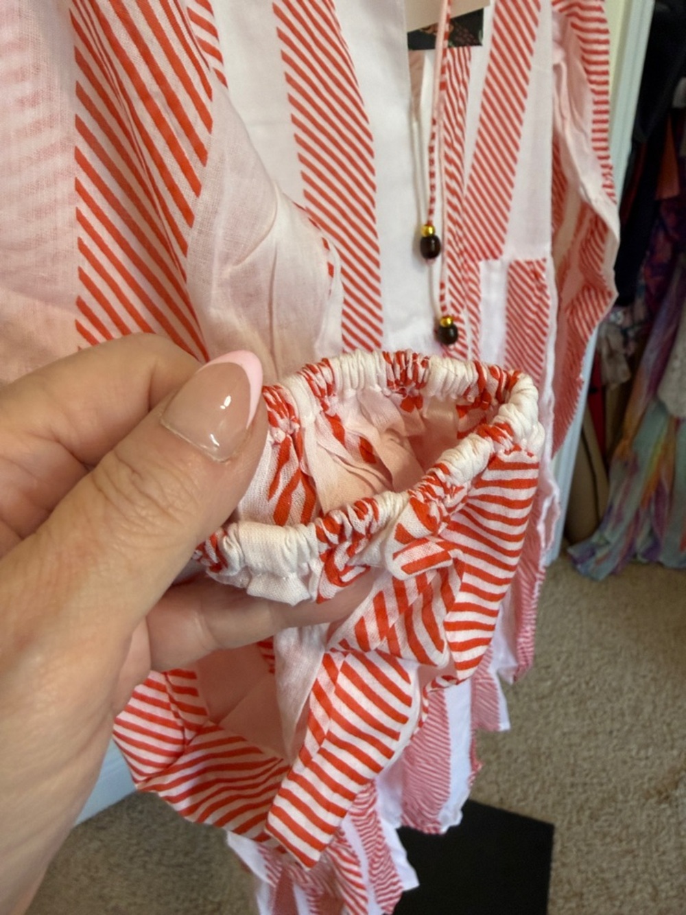 Oliphant 🌹Red and White Striped Tiered Dress - Picture 11 of 17